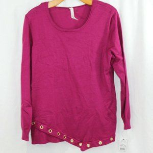 3 FOR $20 NY Collection Berry Asymmetrical Hem Sweater PXL NWT